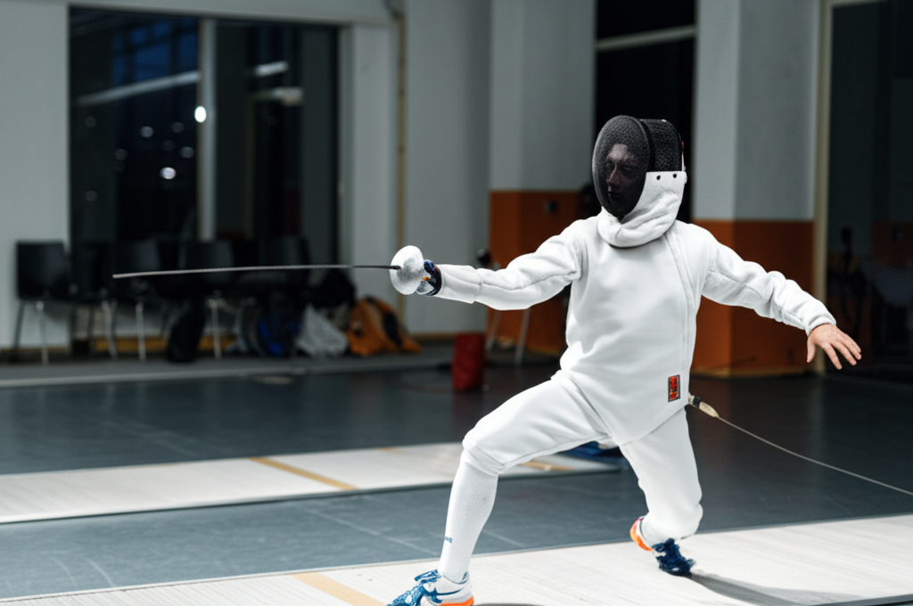 Intermediate fencer practicing advanced techniques