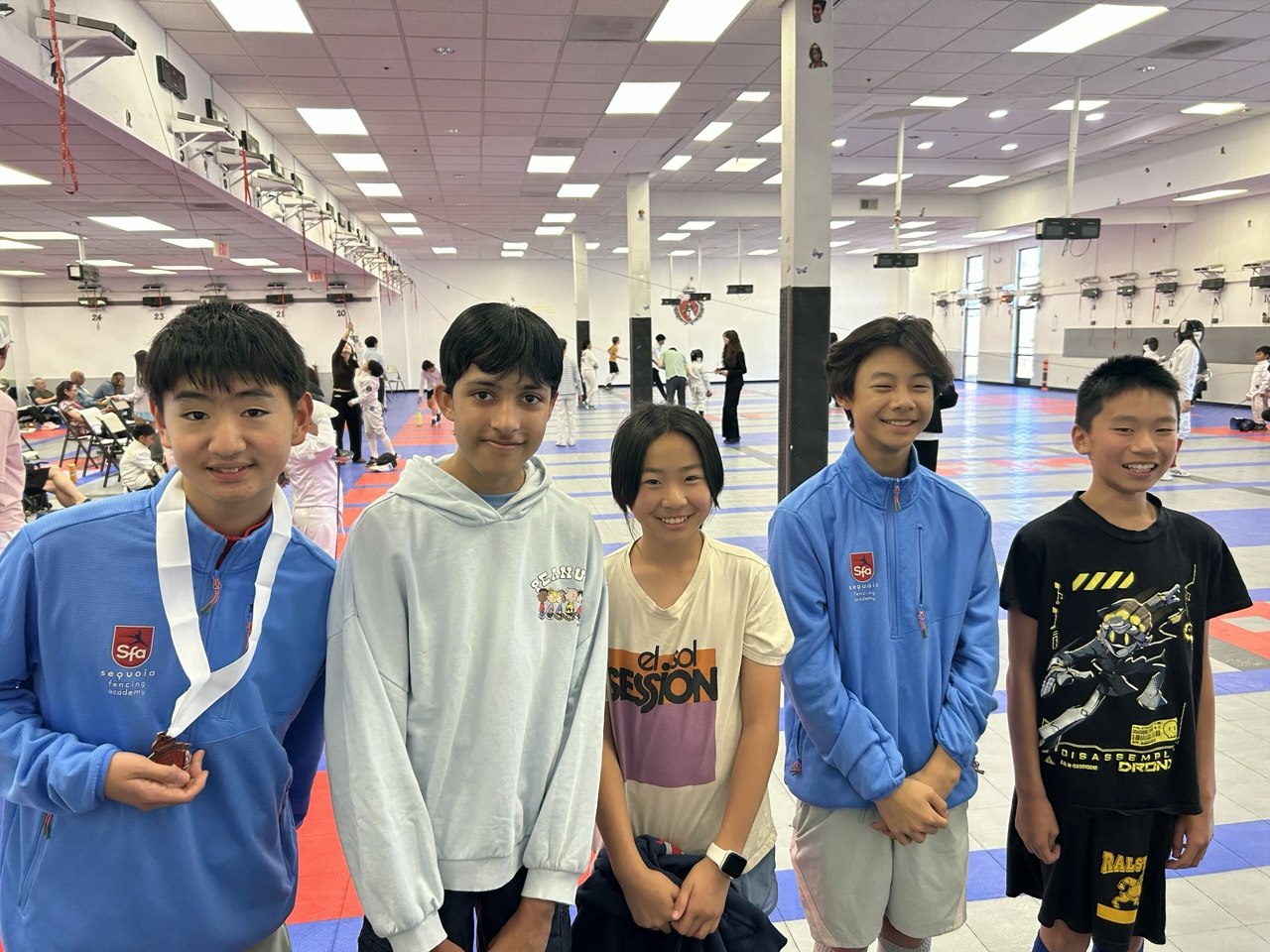 Sequoia Fencing Academy athlete celebrating a competition win
